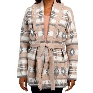 Tahari Southwestern  Cardigan Sweater Top Size M